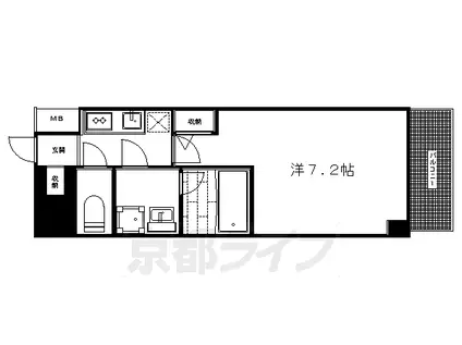 京都市烏丸線 北山駅(京都) 徒歩4分 4階建 築20年(1K/1階)の間取り写真