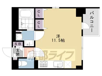 京都市東西線 二条城前駅 徒歩6分 5階建 築3年(ワンルーム/5階)の間取り写真