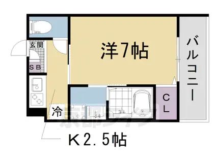 京都市東西線 御陵駅 徒歩14分 3階建 築1年(1K/3階)の間取り写真