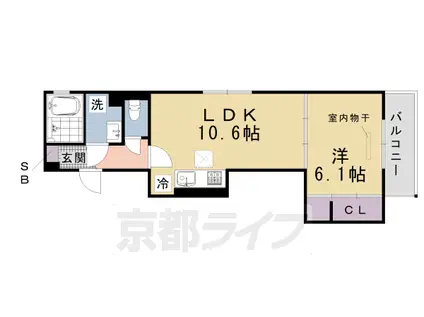 阪急電鉄京都線 桂駅 徒歩14分 3階建 築1年(1LDK/1階)の間取り写真