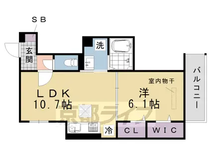 阪急電鉄京都線 桂駅 徒歩14分 3階建 築1年(1LDK/1階)の間取り写真