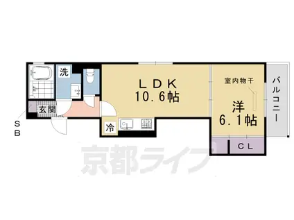阪急電鉄京都線 桂駅 徒歩14分 3階建 築1年(1LDK/2階)の間取り写真