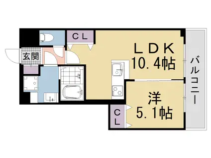 叡山電鉄 修学院駅 徒歩6分 5階建 新築(1LDK/4階)の間取り写真