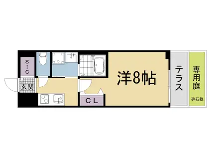 ベラジオ雅び京都洛北ガーデン(1K/1階)の間取り写真