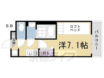 叡山電鉄 二軒茶屋駅(京都) 徒歩4分 3階建 築3年(1K/3階)の間取り写真