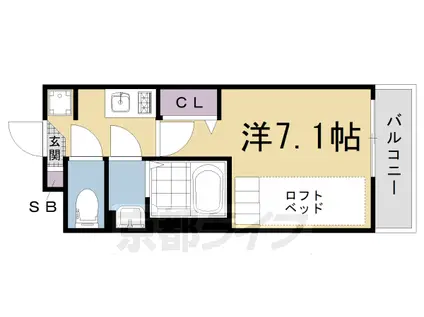 叡山電鉄 二軒茶屋駅(京都) 徒歩4分 3階建 築3年(1K/3階)の間取り写真
