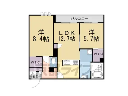 近鉄京都線 大久保駅(京都) 徒歩9分 3階建 築1年(2LDK/3階)の間取り写真