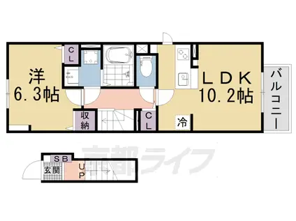 坂本3丁目(1LDK/2階)の間取り写真
