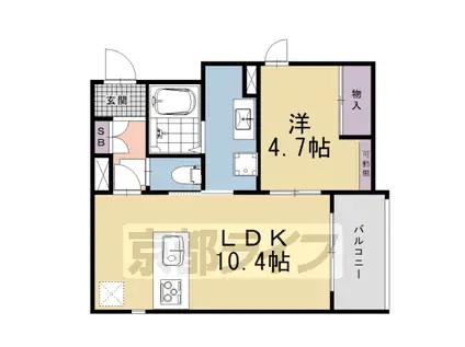 京都市東西線 二条城前駅 徒歩4分 3階建 新築(1LDK/2階)の間取り写真