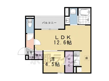 山陰本線 丹波口駅 徒歩5分 3階建 築1年(1LDK/1階)の間取り写真