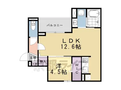 山陰本線 丹波口駅 徒歩5分 3階建 築1年(1LDK/2階)の間取り写真