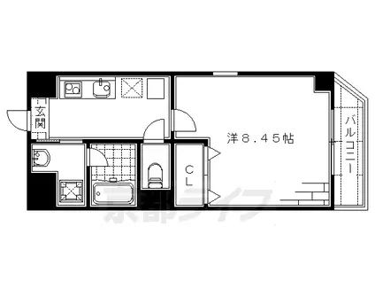 近鉄京都線 伏見駅(京都) 徒歩7分 5階建 築15年(1K/3階)の間取り写真