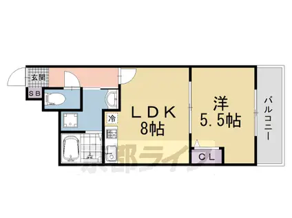 サクシード伏見京橋2ND(1LDK/5階)の間取り写真