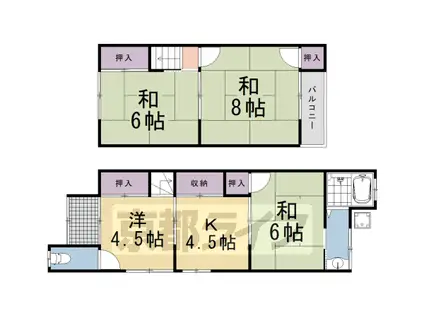 阪急電鉄京都線 東向日駅 徒歩8分 2階建 築54年(4DK)の間取り写真