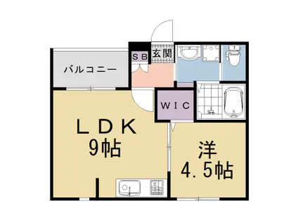 山陰本線 太秦駅(ＪＲ) 徒歩6分 3階建 築1年(1LDK/3階)の間取り写真