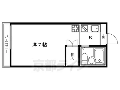 阪急電鉄京都線 大宮駅(京都) 徒歩3分 4階建 築41年(1K/4階)の間取り写真