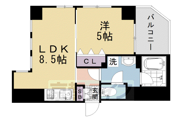 MSR京都二条城(1LDK/4階)の間取り写真