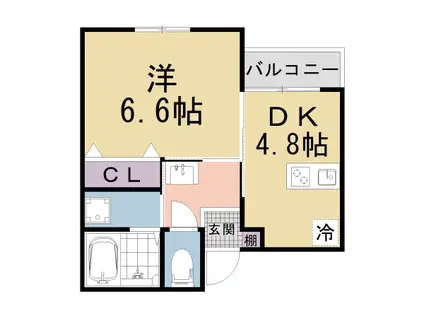 太秦辻ヶ本町マンション(1DK/2階)の間取り写真