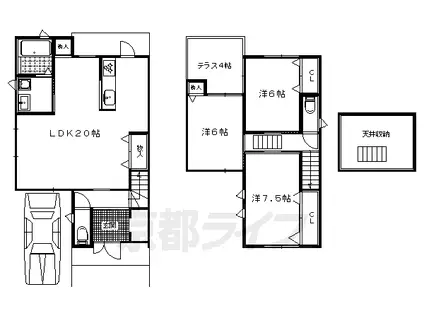 京都市烏丸線 北大路駅 徒歩7分 2階建 築11年(3LDK)の間取り写真