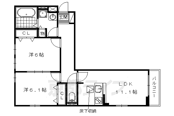 叡山電鉄 二軒茶屋駅(京都) 徒歩23分 3階建 築6年(2LDK/1階)の間取り写真