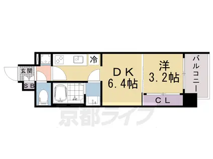 プレサンス大津京町ヴェリス(1DK/8階)の間取り写真