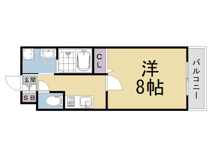 山陰本線 二条駅 徒歩4分 3階建 新築(1K/2階)の間取り写真