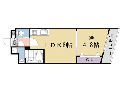 京福嵐山本線 鹿王院駅 徒歩5分 3階建 新築(1LDK/3階)の間取り写真