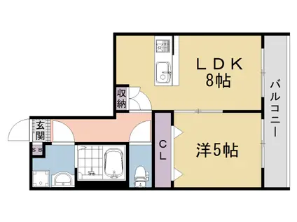 京福嵐山本線 鹿王院駅 徒歩5分 3階建 新築(1LDK/2階)の間取り写真