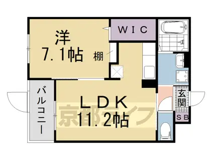 シャルマン唐橋南Ⅱ(1LDK/1階)の間取り写真