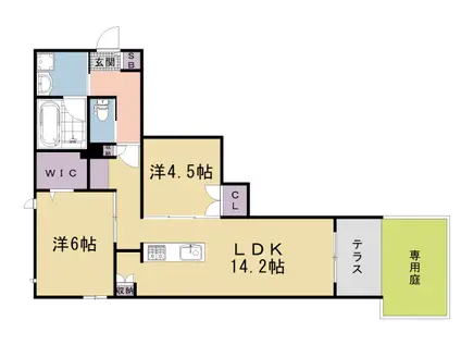  嵯峨広沢南下馬野町ヘーベルメゾン(2LDK/1階)の間取り写真