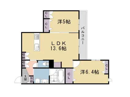  嵯峨広沢南下馬野町ヘーベルメゾン(2LDK/3階)の間取り写真