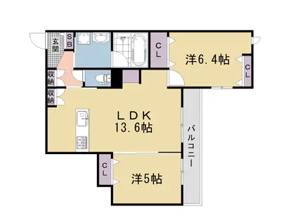  嵯峨広沢南下馬野町ヘーベルメゾン(2LDK/3階)の間取り写真