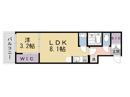 京都市烏丸線 四条駅(京都市営) 徒歩9分 5階建 新築(1LDK/5階)の間取り写真