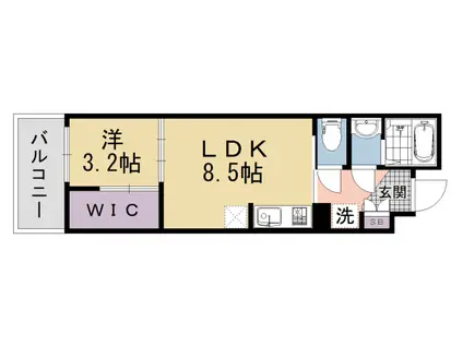 京都市烏丸線 四条駅(京都市営) 徒歩9分 5階建 新築(1LDK/5階)の間取り写真