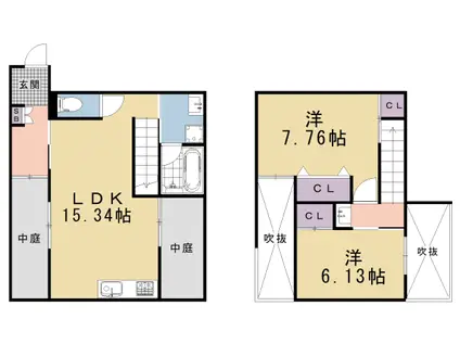 京都市烏丸線 今出川駅 徒歩9分 2階建 新築(2LDK/1階)の間取り写真