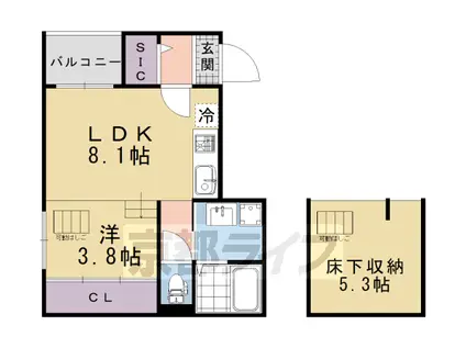京阪電気鉄道京阪線 淀駅 徒歩4分 3階建 築7年(1SLDK/1階)の間取り写真