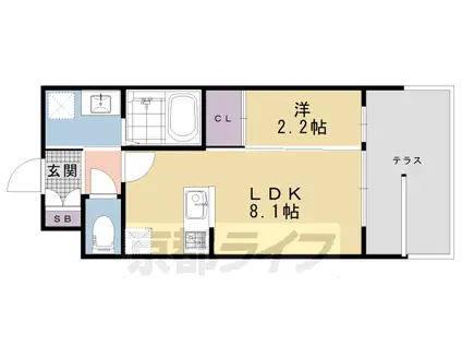 近鉄京都線 東寺駅 徒歩6分 5階建 新築(1LDK/1階)の間取り写真