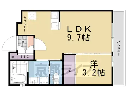 アドバンス京都リエートⅡ(1LDK/2階)の間取り写真