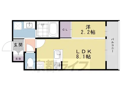 アドバンス京都リエートⅡ(1LDK/4階)の間取り写真