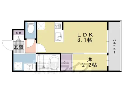 アドバンス京都リエートⅡ(1LDK/4階)の間取り写真