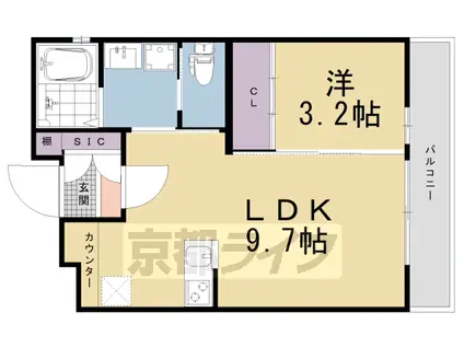 アドバンス京都リエートⅡ(1LDK/3階)の間取り写真