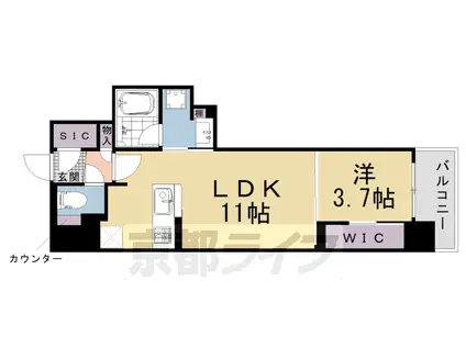 山陰本線 丹波口駅 徒歩2分 9階建 新築(1LDK/4階)の間取り写真