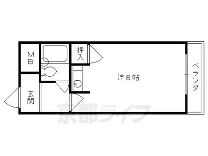 近鉄京都線 竹田駅(京都) 徒歩2分 4階建 築39年(ワンルーム/2階)の間取り写真