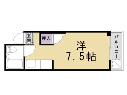 京都市烏丸線 北山駅(京都) 徒歩2分 4階建 築40年(1K/2階)の間取り写真