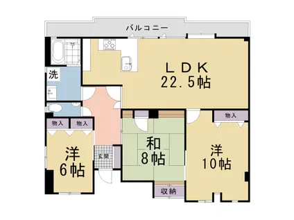 京都市烏丸線 北山駅(京都) 徒歩2分 4階建 築40年(3LDK/4階)の間取り写真