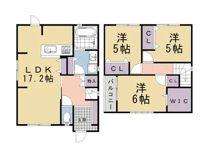 京福北野線 北野白梅町駅 徒歩25分 2階建 築8年(3LDK)の間取り写真