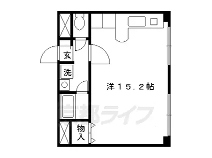 京都市烏丸線 鞍馬口駅 徒歩9分 4階建 築35年(ワンルーム/1階)の間取り写真