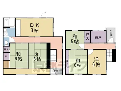 京都市烏丸線 北大路駅 徒歩19分 2階建 築40年(5DK)の間取り写真