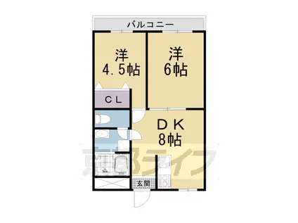 東海道本線 西大路駅 徒歩10分 7階建 築53年(2LDK/1階)の間取り写真