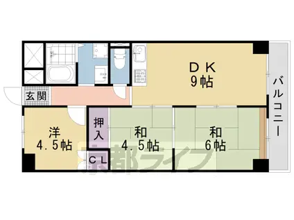 吉祥院ガーデンハイツA棟(3LDK/7階)の間取り写真